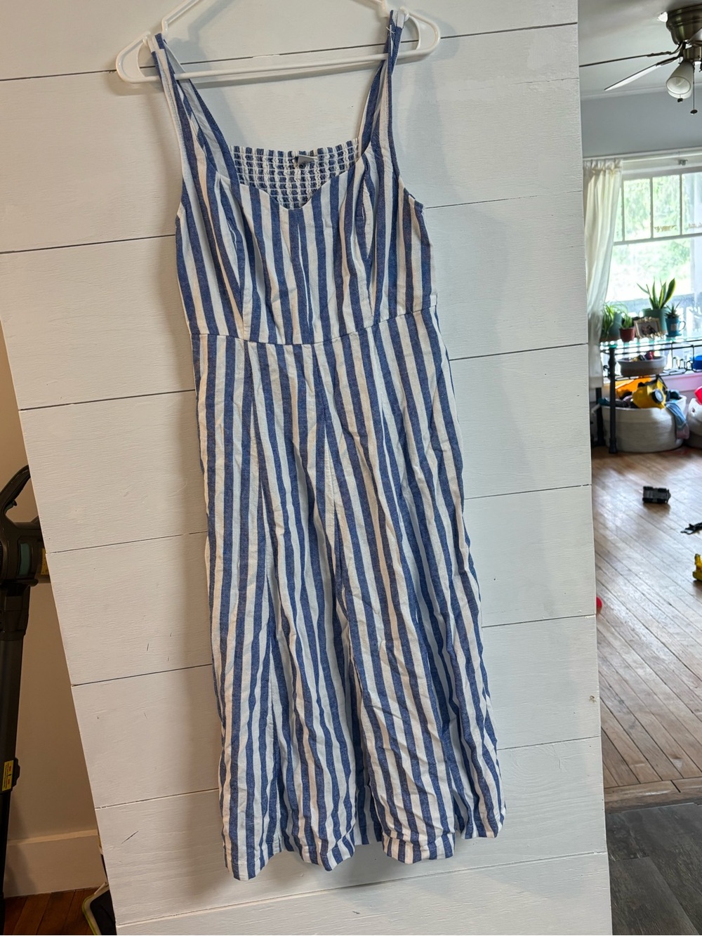 Old Navy Blue and White Striped Midi Dress